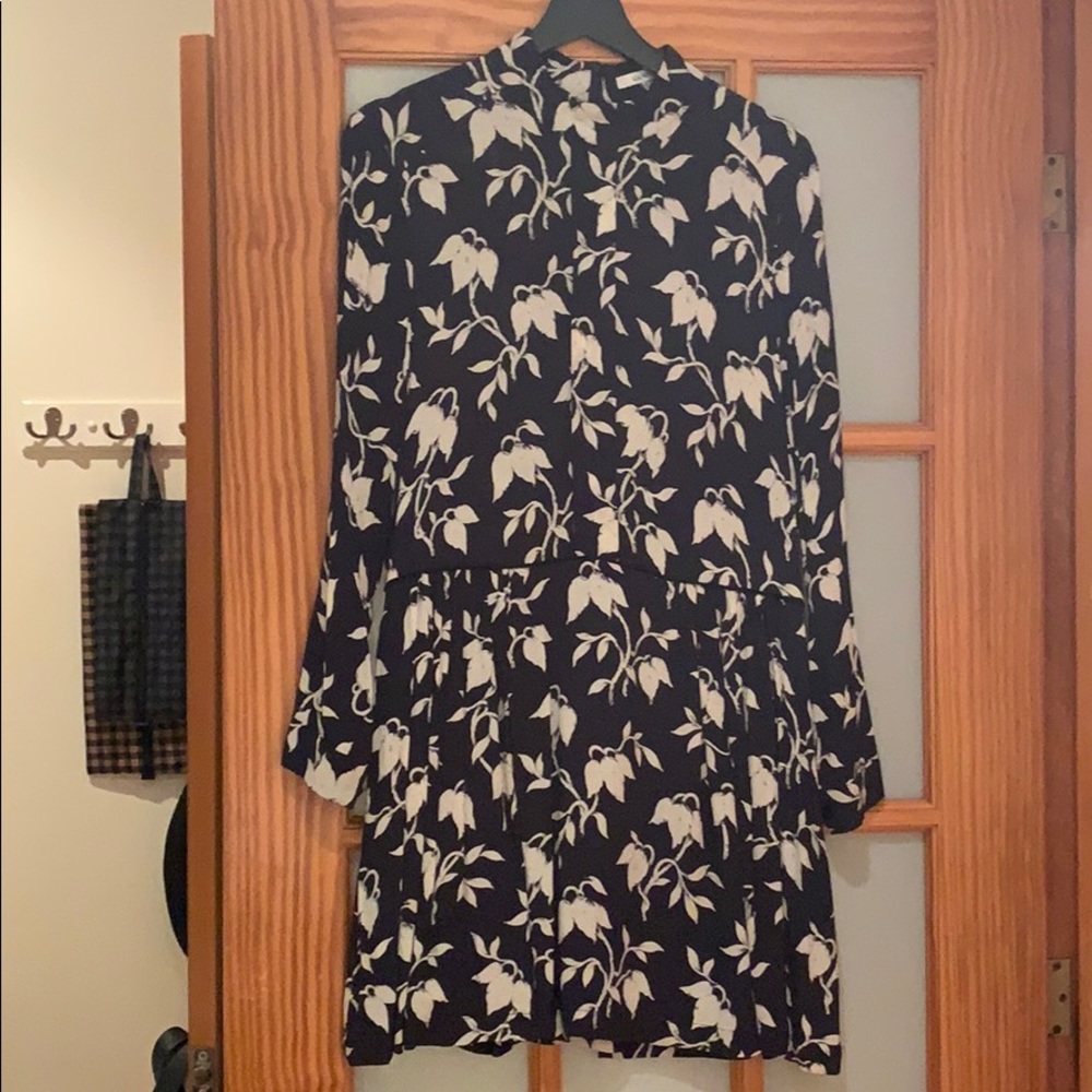 Ganni Navy and White Floral Mini Dress